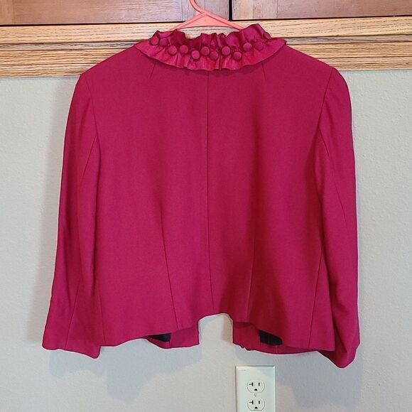 Coldwater creek womens burgendy ribbon detailed collar blazer size p8 - Picture 5 of 6